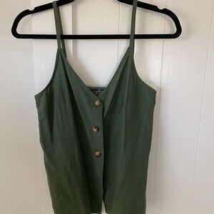 Topshop Green Button-Up Tank Top